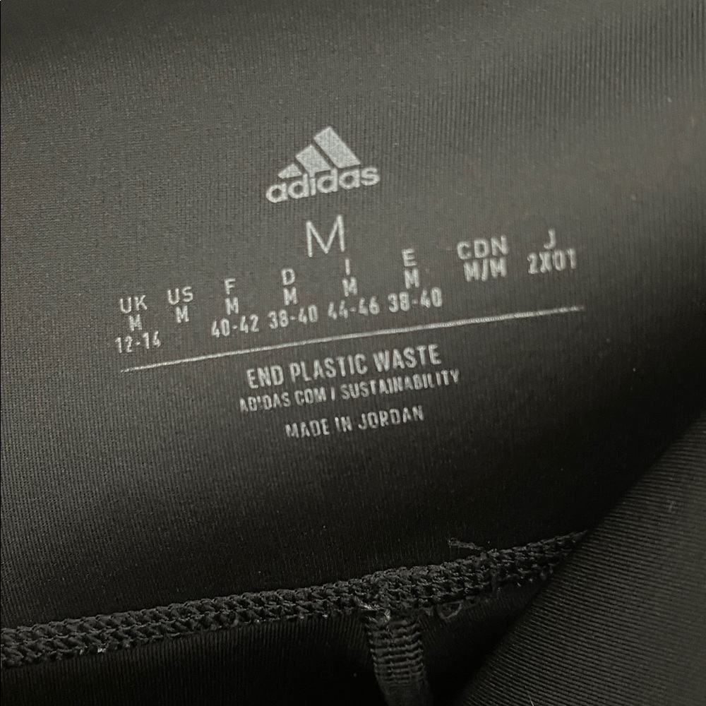 🆕 ADIDAS Woman’s Black Leggings with Triple White Stripes Size M - Picture 7 of 7